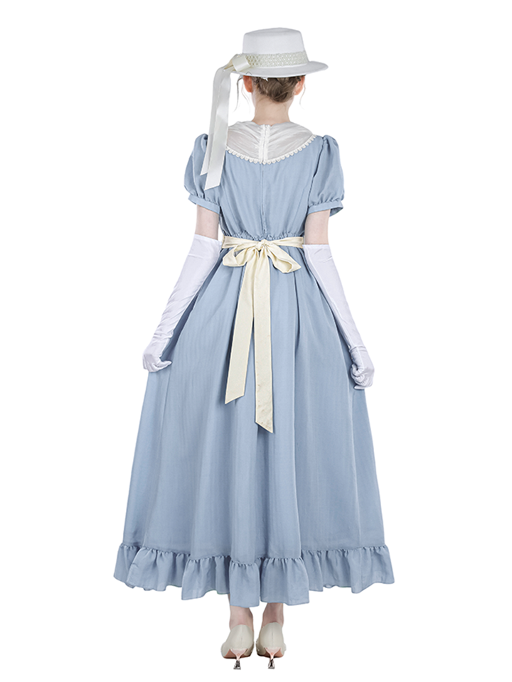 Nspstt Cottagecore Victorian Maxi Dress – Lace Collar Cotton Peasant Dress with Tiered Ruffle Skirt