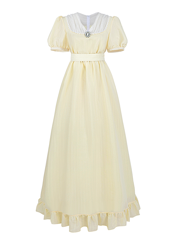 Nspstt Cottagecore Victorian Maxi Dress – Lace Collar Cotton Peasant Dress with Tiered Ruffle Skirt
