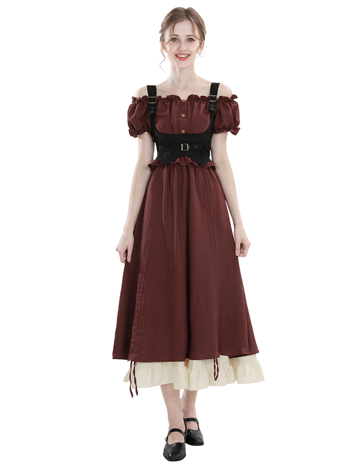Nspstt High Waist Renaissance Maxi Dress – Off Shoulder Victorian Puff Sleeve Gown for Women