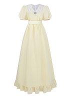 Nspstt Renaissance Dress Women – Vintage Cotton Lace Trim Tiered Ruffle Maxi Dress in Grey Blue