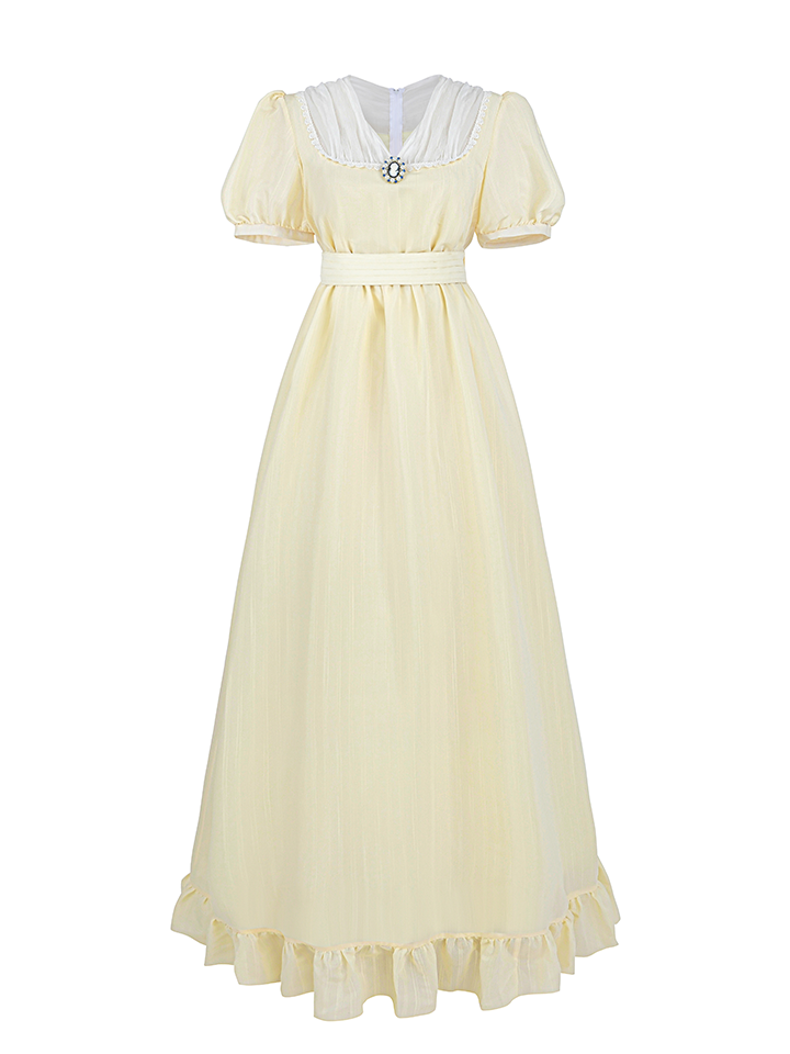 Nspstt Victorian Cotton Tiered Ruffle Maxi Dress – Lace Trim Cottagecore Renaissance Dress for Women