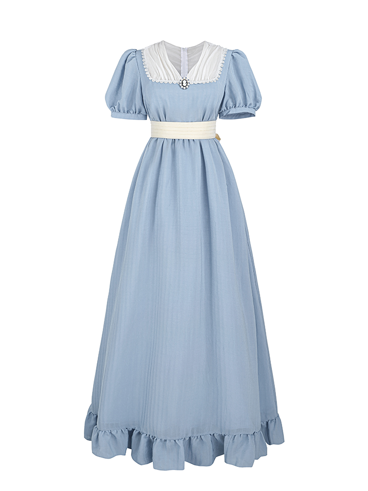 Nspstt Victorian Cotton Tiered Ruffle Maxi Dress – Lace Trim Cottagecore Renaissance Dress for Women