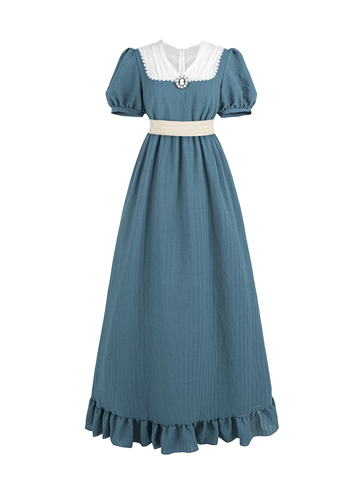 Nspstt Victorian Cotton Tiered Ruffle Maxi Dress – Lace Trim Cottagecore Renaissance Dress for Women