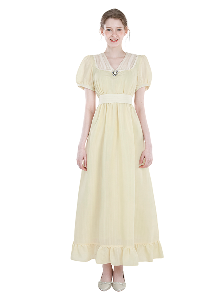Nspstt Victorian Cotton Tiered Ruffle Maxi Dress – Lace Trim Cottagecore Renaissance Dress for Women