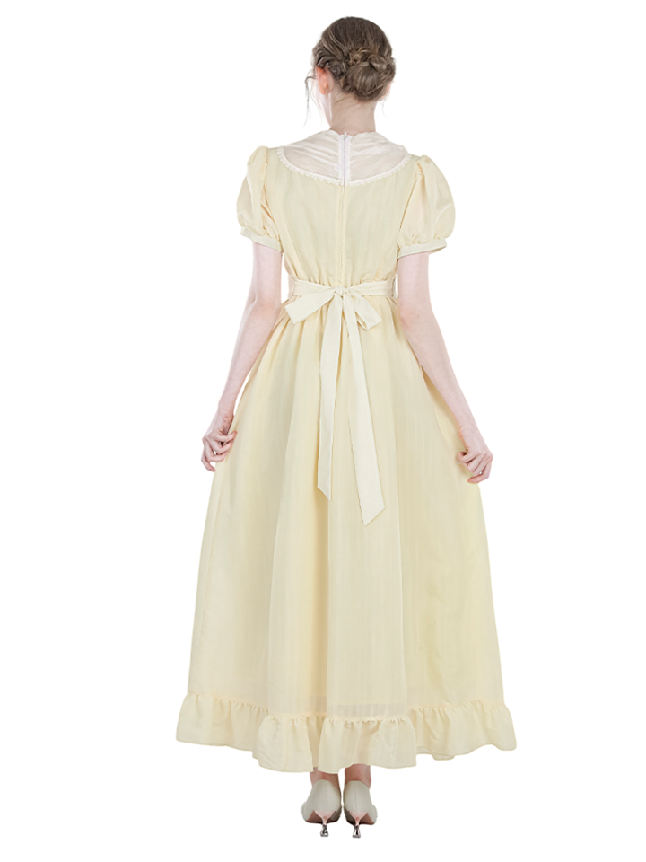 Nspstt Victorian Cotton Tiered Ruffle Maxi Dress – Lace Trim Cottagecore Renaissance Dress for Women