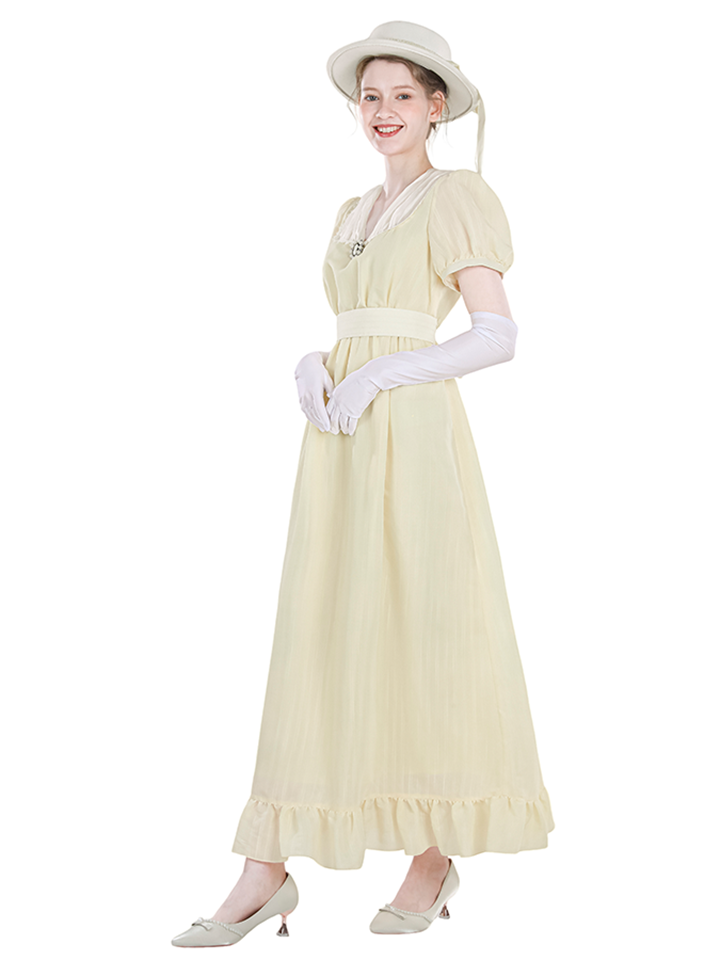 Nspstt Victorian Cotton Tiered Ruffle Maxi Dress – Lace Trim Cottagecore Renaissance Dress for Women