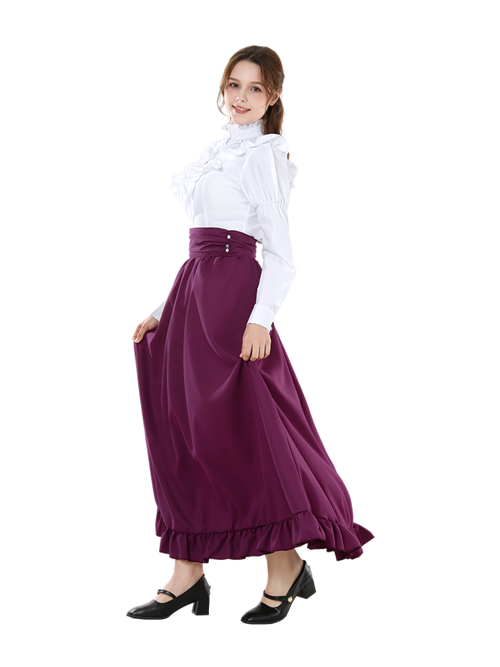 Nspstt Victorian Dress Set - High Waist Tiered Maxi Skirt Costume