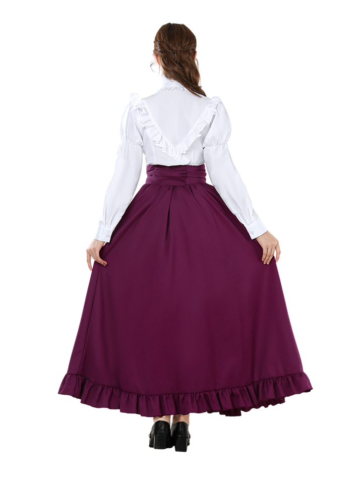 Nspstt Victorian Dress Set - High Waist Tiered Maxi Skirt Costume