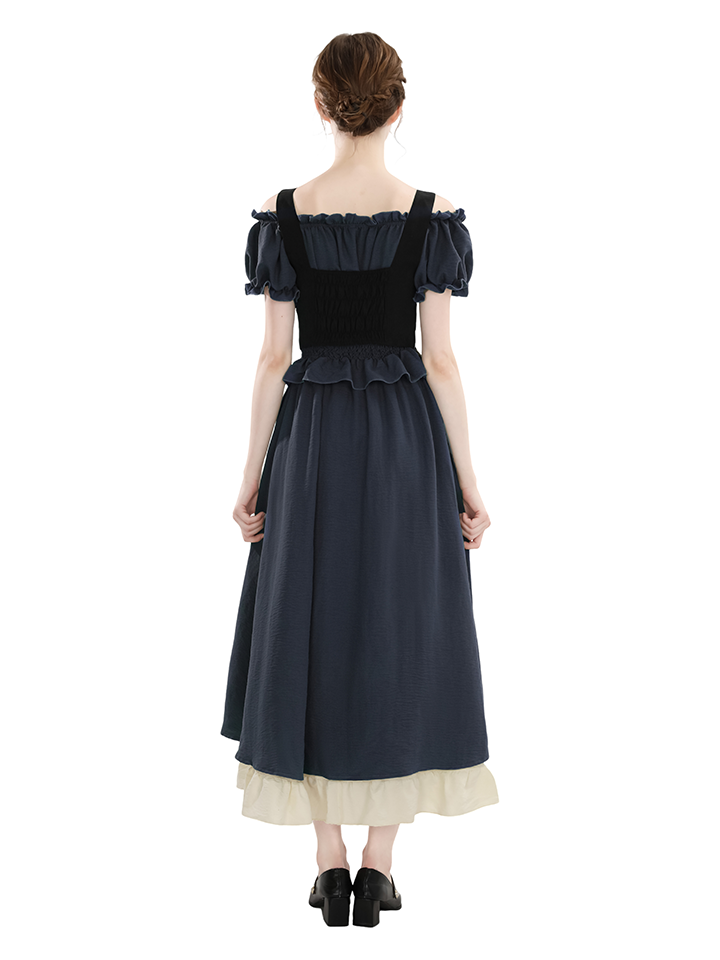 Nspstt Victorian Off Shoulder Puff Sleeve Maxi Dress – Elegant High Waist Renaissance Fair Costume