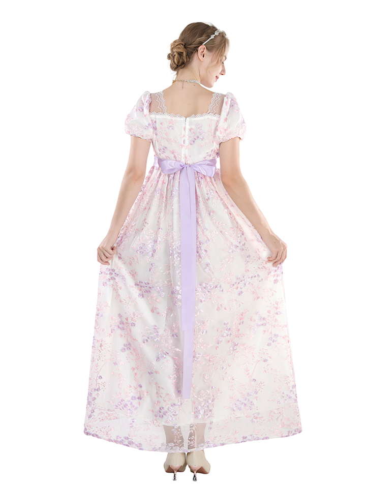Nspstt Floral Embroidered Dress - Satin Ball Gown Renaissance Outfit