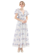 Nspstt Maxi Dress Long - Renaissance Floral Puff Sleeve Costume