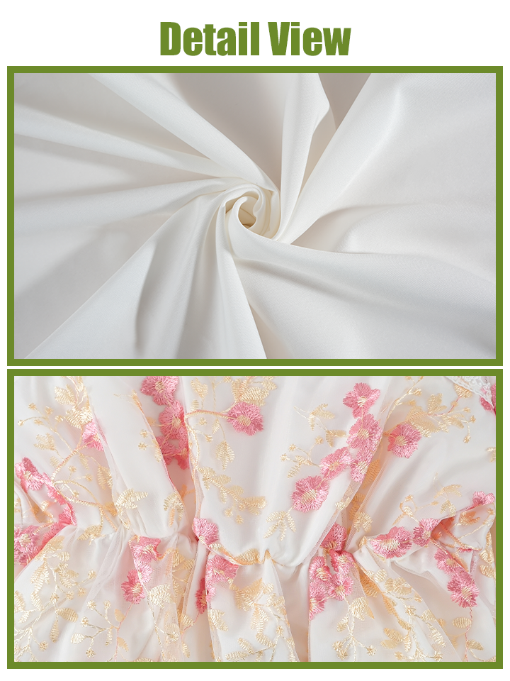 Nspstt Renaissance Ball Gown - Puff Sleeve Floral Embroidered Dress