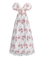 Nspstt Renaissance Dress Women - Floral Embroidered Puff Sleeve Maxi Dress