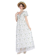 Nspstt Renaissance Dress Women - Floral Embroidered Puff Sleeve Maxi Dress