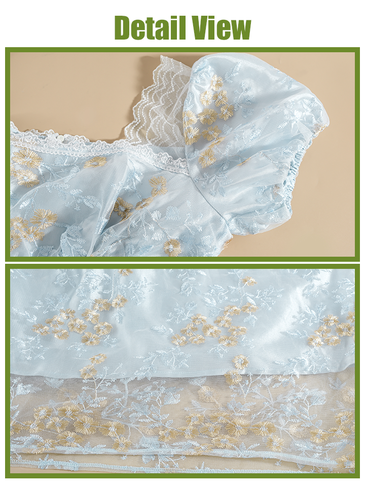 Nspstt Renaissance Dress Women - Floral Embroidered Puff Sleeve Satin Gown