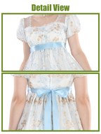 Nspstt Renaissance Fair Costume - Puff Sleeve Lace Trim Maxi Dress