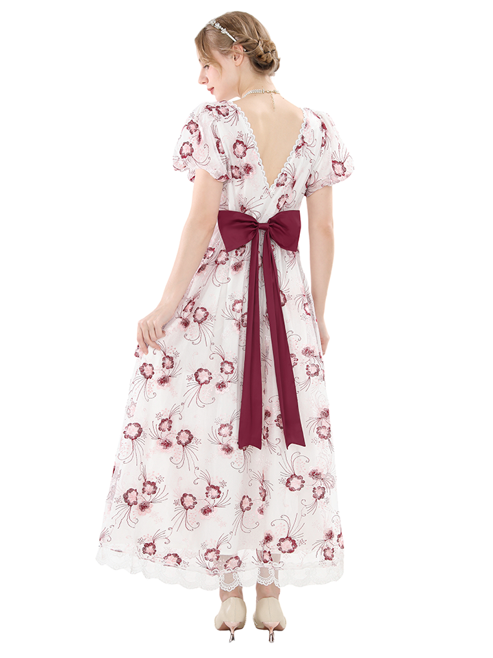 Nspstt Renaissance Fairy Dress - Floral Embroidered Cottagecore Maxi Dress