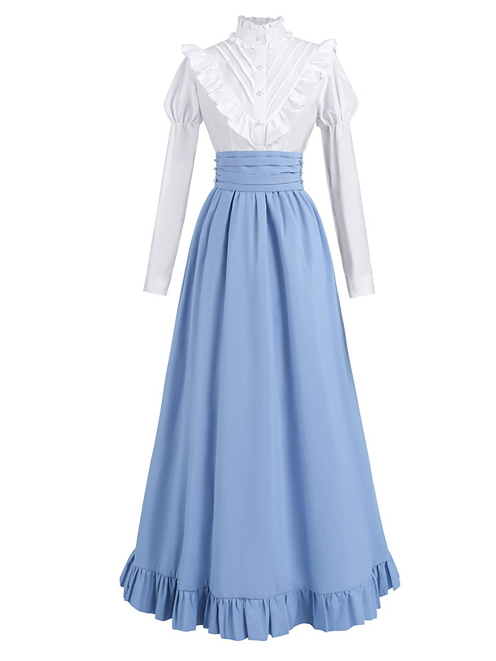 Nspstt Sky Blue Cottagecore Set – Elegant Renaissance Blouse and Skirt Outfit
