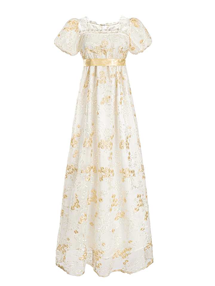 Nspstt Victorian Dress - Lace Trim Puff Sleeve Renaissance Fair Costume