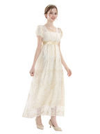 Nspstt Victorian Dress - Lace Trim Puff Sleeve Renaissance Fair Costume