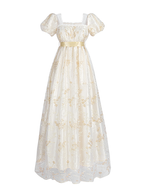 Nspstt Victorian Dress - Lace Trim Puff Sleeve Renaissance Fair Costume