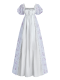 Nspstt Victorian Dress - Puff Sleeve Satin Chiffon Maxi Gown Women