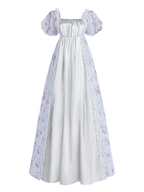 Nspstt Victorian Dress - Puff Sleeve Satin Chiffon Maxi Gown Women