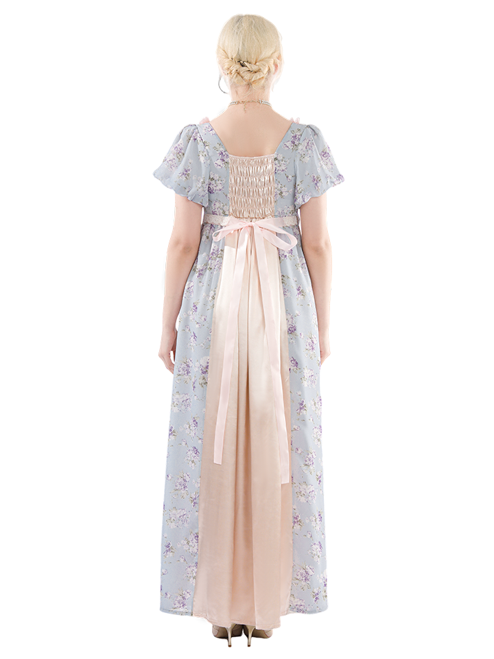Nspstt Victorian Dress - Puff Sleeve Satin Chiffon Maxi Gown Women