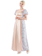 Nspstt Victorian Dress - Puff Sleeve Satin Chiffon Maxi Gown Women