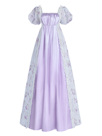 Nspstt Victorian Dress - Puff Sleeve Satin Chiffon Maxi Gown Women