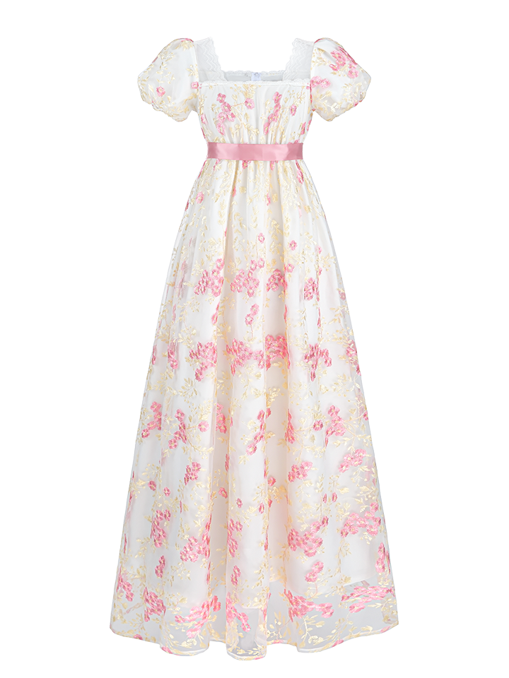 Nspstt Victorian Satin Ball Gown - Embroidered Renaissance Dress Women