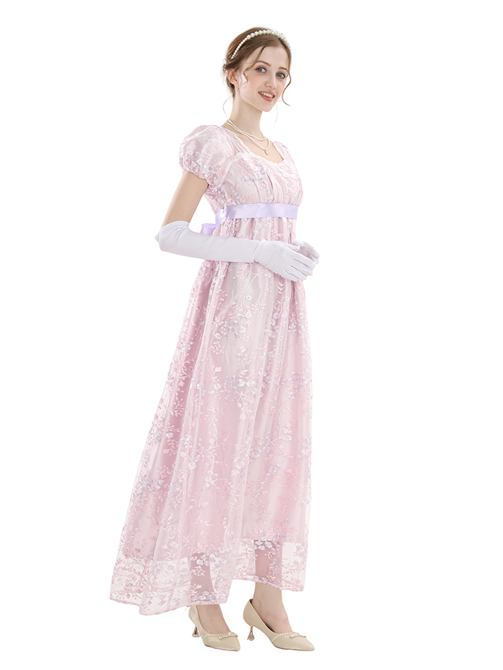 Nspstt Victorian Satin Ball Gown - Embroidered Renaissance Dress Women