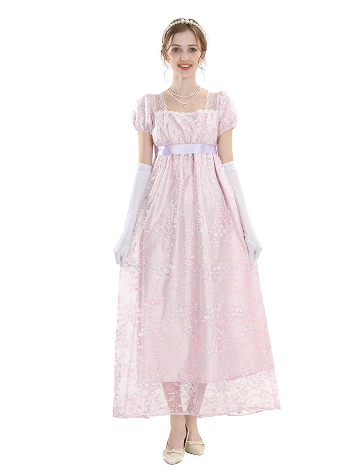 Nspstt Victorian Satin Ball Gown - Embroidered Renaissance Dress Women