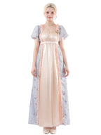 Nspstt Victorian Dress - Puff Sleeve Satin Chiffon Maxi Gown Women